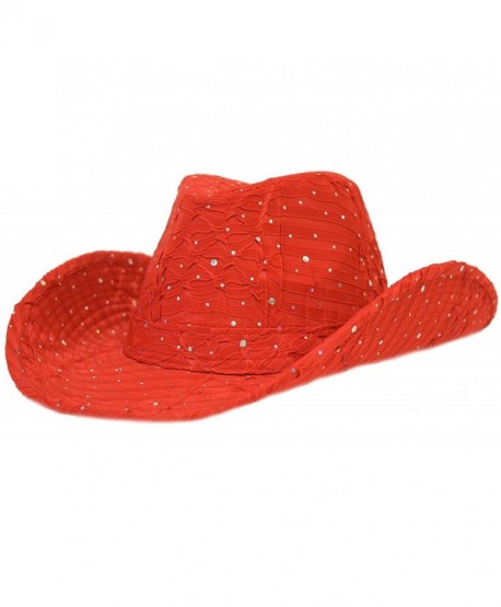 Great Deals! Red Sparkle Western Hat Red Hat Ladies - C2112RT3DA7