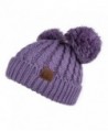 Hatsandscarf CC Exclusives Cable Knit Double Pom Winter Beanie(HAT-60) - Violet - CC189LH3MSX