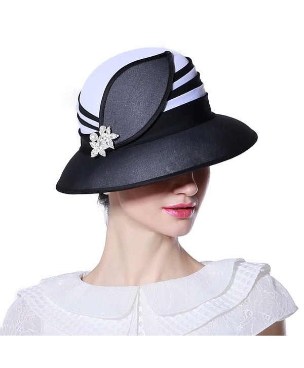 Koola's Women's Sunhats Lady Chiffon Church Summer Hats Vacation Beach Kentucky Hats Derby Hats - black - CP12O66IF48