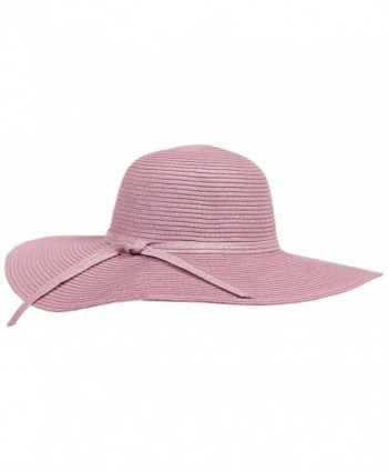 DRY77 Hot Summer Beach Wild Brim Ribbon Solid Straw Floppy Sun Shade Hat Hats - Blossom Pink - CK1833I830G