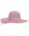 DRY77 Hot Summer Beach Wild Brim Ribbon Solid Straw Floppy Sun Shade Hat Hats - Blossom Pink - CK1833I830G