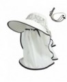 AOU Womens Sun Hat With Veil Mask Visor Cap Summer Beach Hat With Neck Cover Cord - Beige - C7185H4LESZ