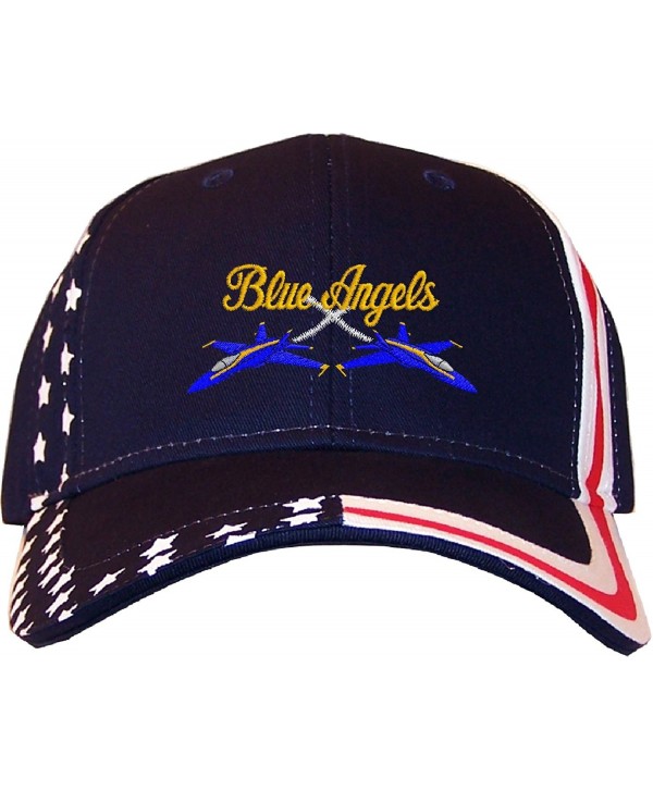 Spiffy Custom Gifts Blue Angels Embroidered Stars & Stripes Baseball Cap Navy - CE12EDNLWHL