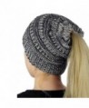 Mimgo Trendy Women Winter Knit Hat Beanie Tail Hat Ponytail Stretch High Bun Knit Hat (Grey) - CZ1889HN3DI