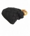 NY GOLDEN FASHION Women Chunky Cable Knit Oversized Slouchy Baggy Winter Thick Beanie Hat Pom Pom - Black - CQ1884YTEYX