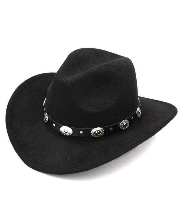 Womem Men Wool Blend Western Cowboy Hat Wide Brim Cowgirl Jazz Cap ...