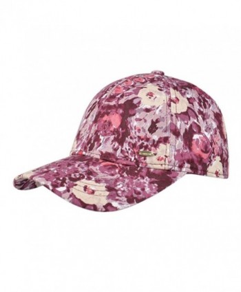 Kenmont Women's 5 Panel Cotton Baseball Cap Outdoor Flower Fitted Hats Running Golf Cap Visors - Wine Color Caps - CA12K5N45WR