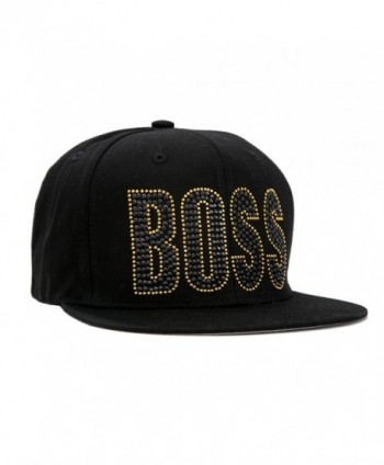 Rhinestone/stud BOSS Hip Hop Cotton/acrylic Snapback Cap - CB11KPSFVA7