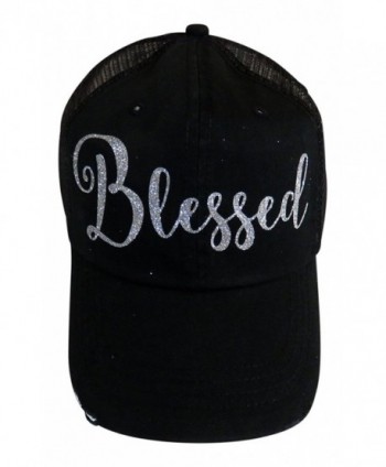 Silver Glitter Blessed Black Snap Back Baseball Cap Faith - CD12NUVNZL5