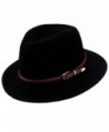 Verashome Wool Fedora Hat Women's Felt Panama Crushable Vintage Style With Leather Band - Black - C11859E79UN