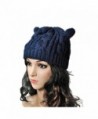 Tuscom Women Winter Beanie Devil Horns Cat Ear Crochet Braided Wool Cap Hat - Blue - C512N37HFWQ