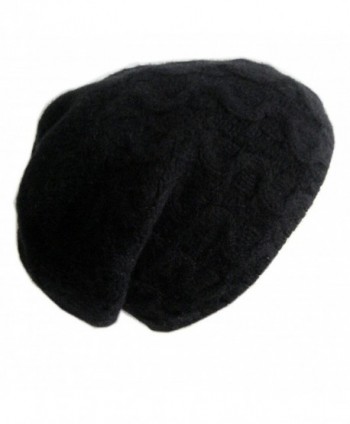 Frost Hats Luxurious Trendy Cashmere Slouchy Hat For Women Cable Beanie CSH-735 - Black - CF11VMWGTMZ
