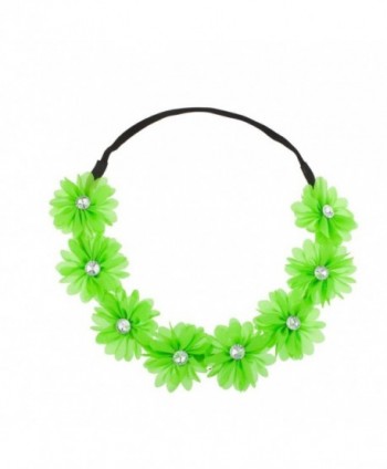 Lux Stretch Fit Floral Headband Head Crown Flower Crown Head Piece Neon Green - Neon Green - C911QDAEMPV