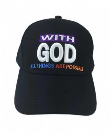 Aesthetinc Christian "With God All Things Are Possible" Cap Hat - Black - C112JBZFU4H