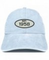 Trendy Apparel Shop Established 1958 Embroidered 60th Birthday Gift Pigment Dyed Washed Cotton Cap - Light Blue - CG180L88N5K