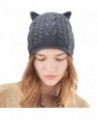 Winter Knit Beanie Cat Hat - Angora Rabbit Hair Cap Hats For Women FURTALK Original - Dark Grey - CF187R79IOC