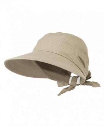 Womens Khaki Wide Brim Gardening Visor Sun Hat With Bow - CG11M2PB4S5