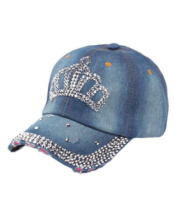 Caps-Elaco Vintage Women Diamond Jean Hat Denim Baseball Flat Cap (B) - C112NRKG6JD