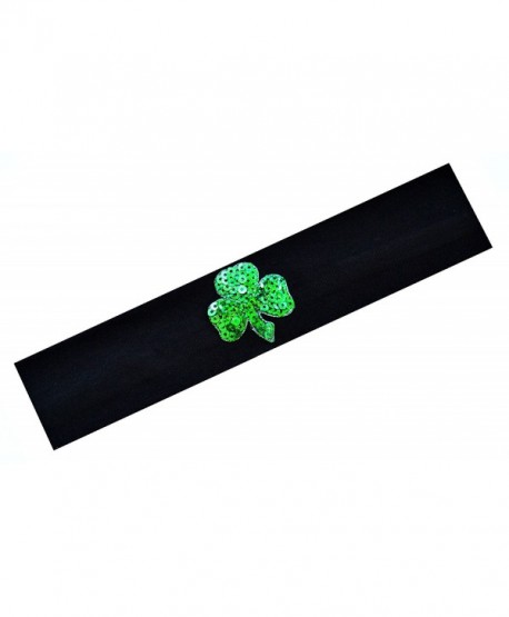 St Patrick's Day Irish Pride Shamrock Cotton Stretch Headband Funny Girl Designs - Black - CD11NXCGNMN