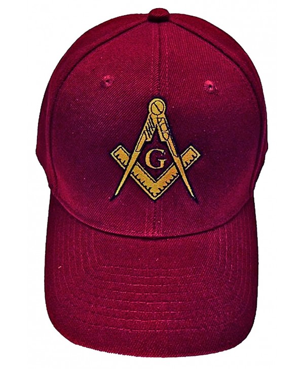 Mason Hat Maroon Embroidered Masonic Lodge Baseball Cap - C511DJ3BJP7