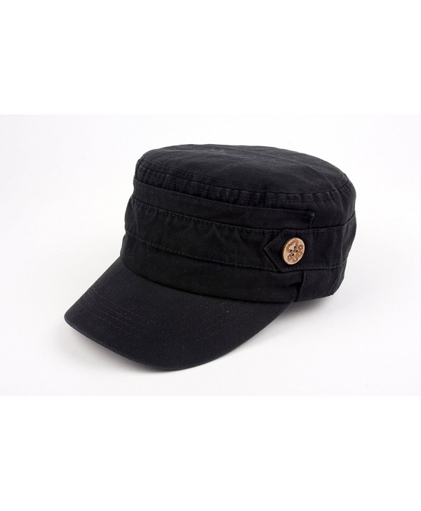 Unisex 100% Cotton Washable Cadet Cap 176HC - Black - CC11NZHC2E9