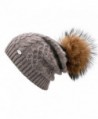 SOMALER Womens Winter Beanie Hats For Women Knit Beanie With Real Fur Pom Pom Ski Caps - Camel With Camel Pom Pom - CI1870QML6W