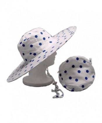 Twist-and-Fold Hat Women's Foldable Cotton Sun Hat- 18 in diameter brim - Blue Polka Dot - CY12LLWXMK7