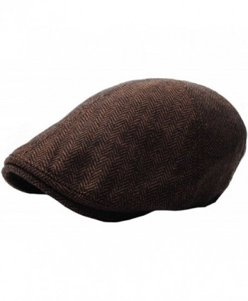 RaOn N04 Herringbone Soft Pattern Driving Wool IVY Cap Cabbie Ascot newsboy Beret Hat - Darkbrown - C91293QPAO3