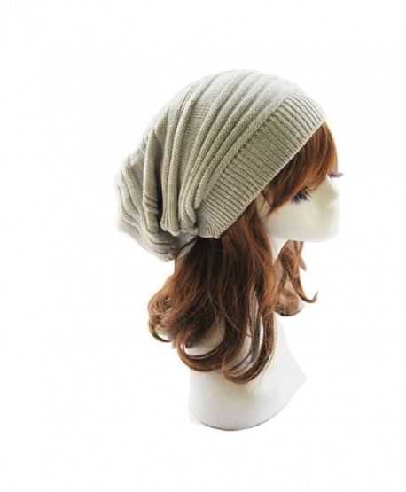 Yanekop Winter Warm Baggy Skullies Slouchy Knit Beret Beanie Hat Oversize Cap - Light Grey - CA12MYJ6SHI