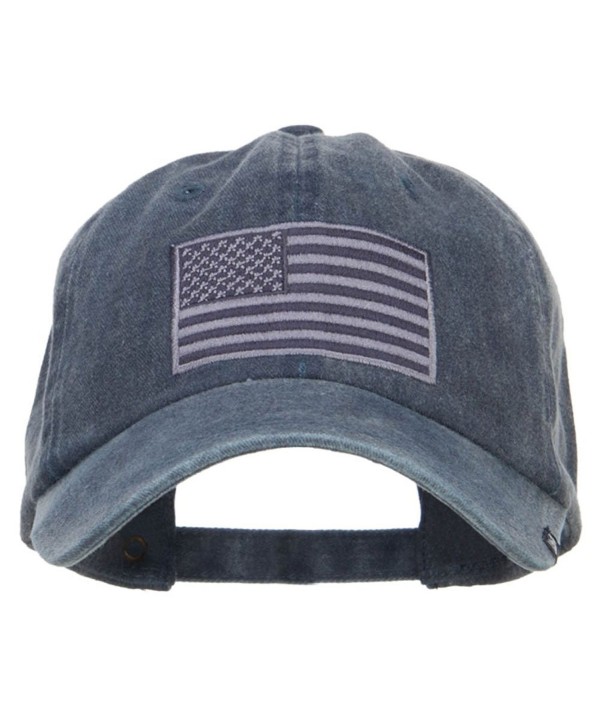 USA Flag Embroidered Washed Dyed Cap - Navy - CK12O9200T4