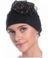 Ababalaya Women Soft Flower Hat in childbirth Cap Chemo Cancer Cap in 5 Colors - Black - C317Y2HXWC2
