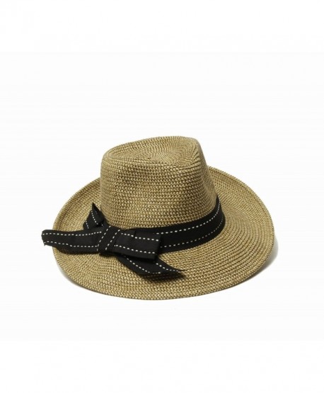 Physician Endorsed Women's Rich Pitch Fedora Packable Sun Hat with Ribbon Rated Upf 50+ - Black Tweed - CM11LCDI6NJ