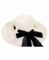 White Wide Brim Ladies Hat With Black Bow / Belt Loop Design - CH113ZCSS5L