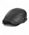 VOBOOM Men Women Adjustable Genuine Leather Ivy Cap Newsboy hat 121 - Black - C317YY2ORYO