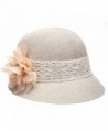 Epoch Women's Gatsby Linen Cloche Hat With Lace Band and Flower - Natural - C212ER399E5