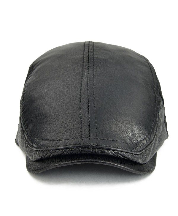 Men Women Adjustable Genuine Leather Ivy Cap Newsboy hat 121 - Black ...