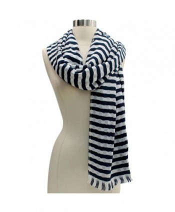 White Classic Stripe Lightweight Scarf