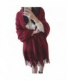MorySong Soft Cashmere Feel Scarf Stole With Tassel Winter Warm Shawl Wrap for Women - Burgundy - CD186TDURQI