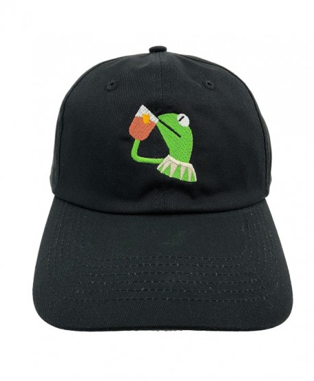 Kermit The Frog Dad Hat Cap Sipping Sips Drinking Tea Champion Lebron Costume - Black - CU12NH4ID9R