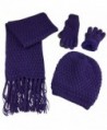 N'Ice Caps Women's Beanie Scarf Gloves 3PC Set Sherpa Lined Popcorn Stitch - Purple - CC187NHYK86