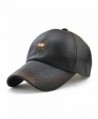 Roffatide Men's PU Leather Baseball Cap Dad Hat Strapback Autumn and Winter - Black - CB186RC0CO0