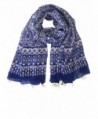 Kitara Women's Moroccan Tile Tassel Scarf - Blue and White - CH18844NHQN