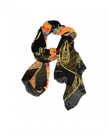 DEYYA Women's Silk Scarf Scarves African Art Women Beach Sunscreen Shawl Wraps - CP187EAAA2G