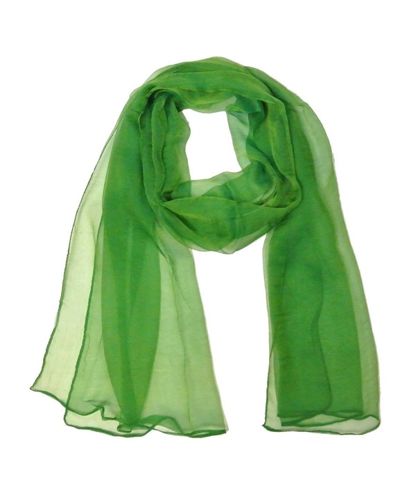 Allydrew Solid Color Silk Long Scarf- Green - C911M4O4VTN