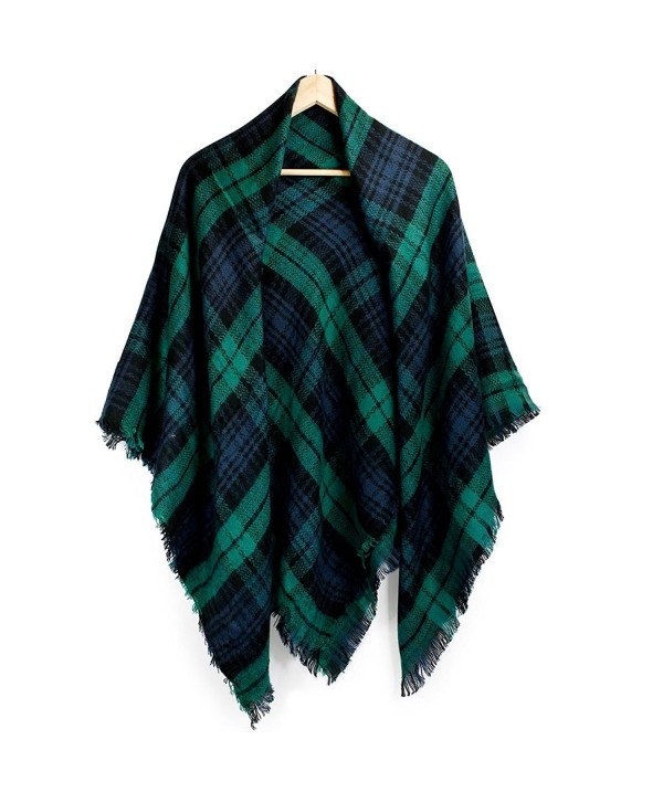 Oct17 Women Cashmere Like Scarf Plaid Winter Shawl Wrap Scarves Fashion Large - Green - CH1889YNY47