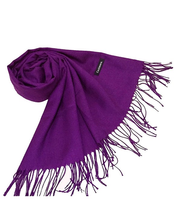 Easyhousehome women's plants cashmere shawl euramerican Pure color tassel scarf - Purple - CC186N8QZQU