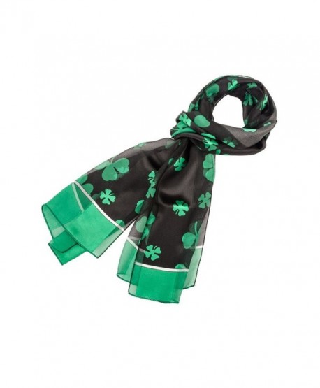 Shamrock Scarf with Green Edge for St Patrick's Day in Black - C811CTF4ESF