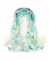 Dahlia Women's 100% Merino Wool Pashmina Scarf - Ink Painting Flower Style - Butterfly Flower: Blue - CL12JXRP3SB