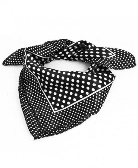 uxcell Women Polyester Fashion Round Dot Square Scarf Wrap Black White - Black-white - CB12CHMGH4D