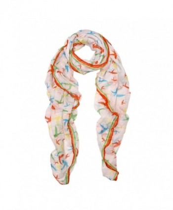 Elegant Multi Color Swallow Bird Print Fashion Scarf Wrap - Diff Colors Avail - Orange - CB11MHKJE05